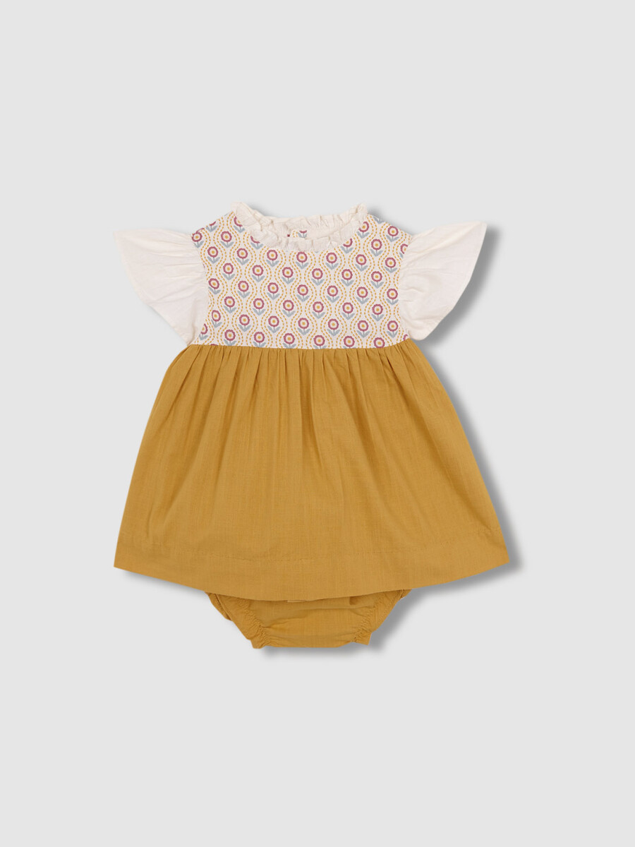 Vestido Canesu Estampado Amarillo