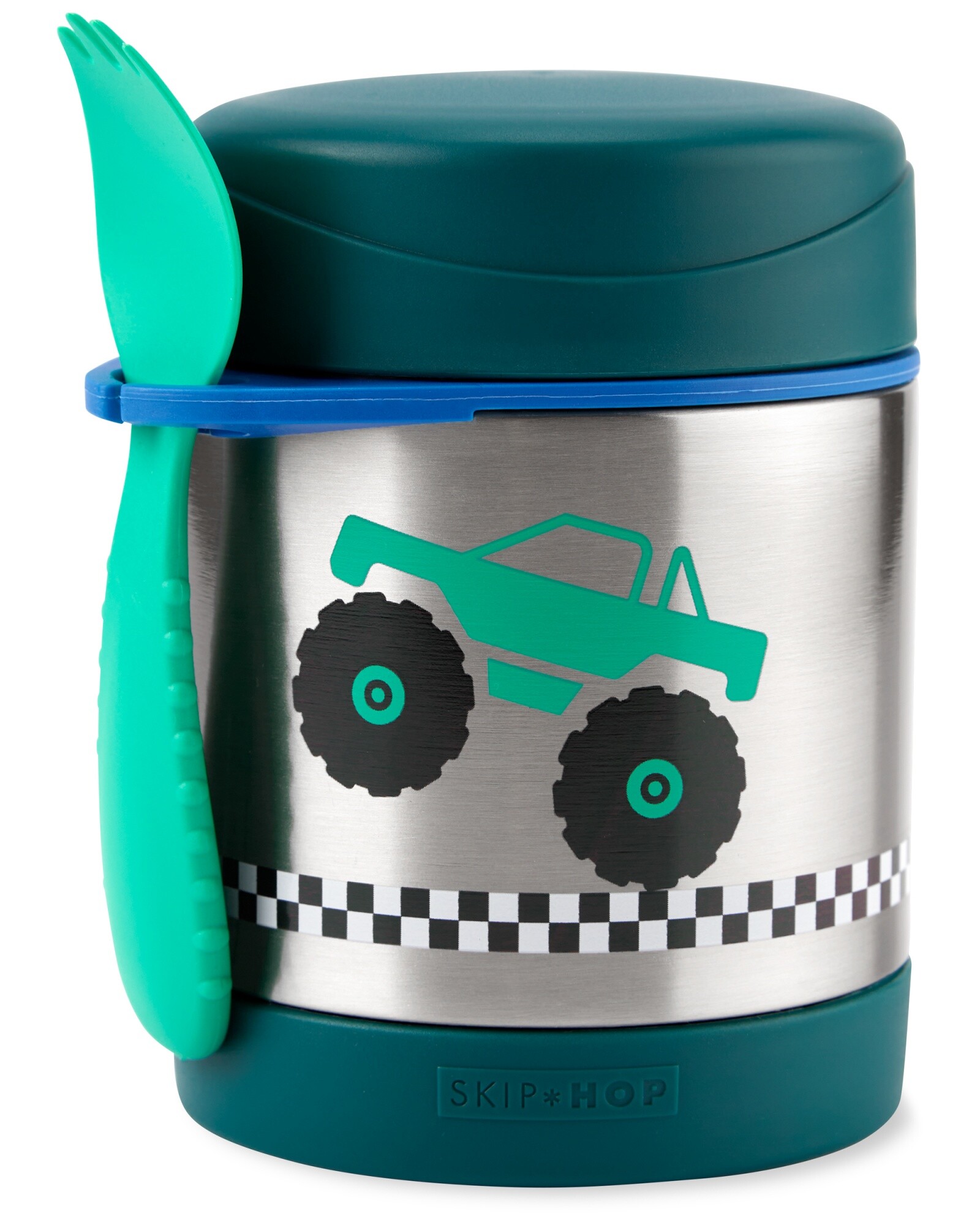 Tupper de acero inoxidable con cubierto, diseño camión Sin color