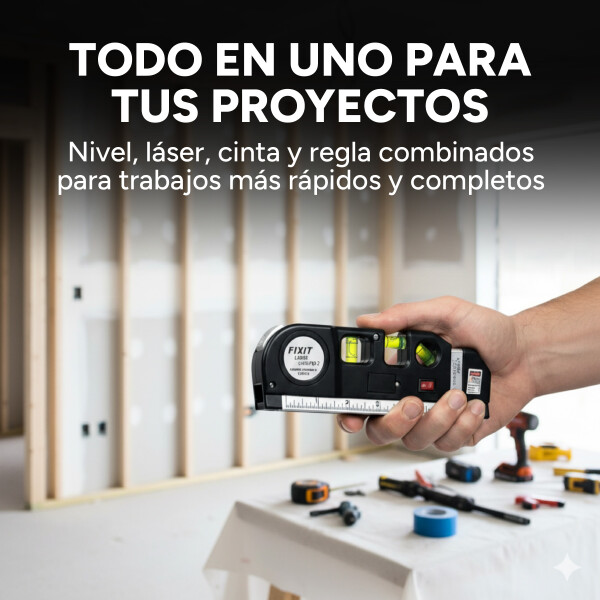 Nivelador Láser Infrarrojo Multifunción C/ Cinta Metrica Color Negro