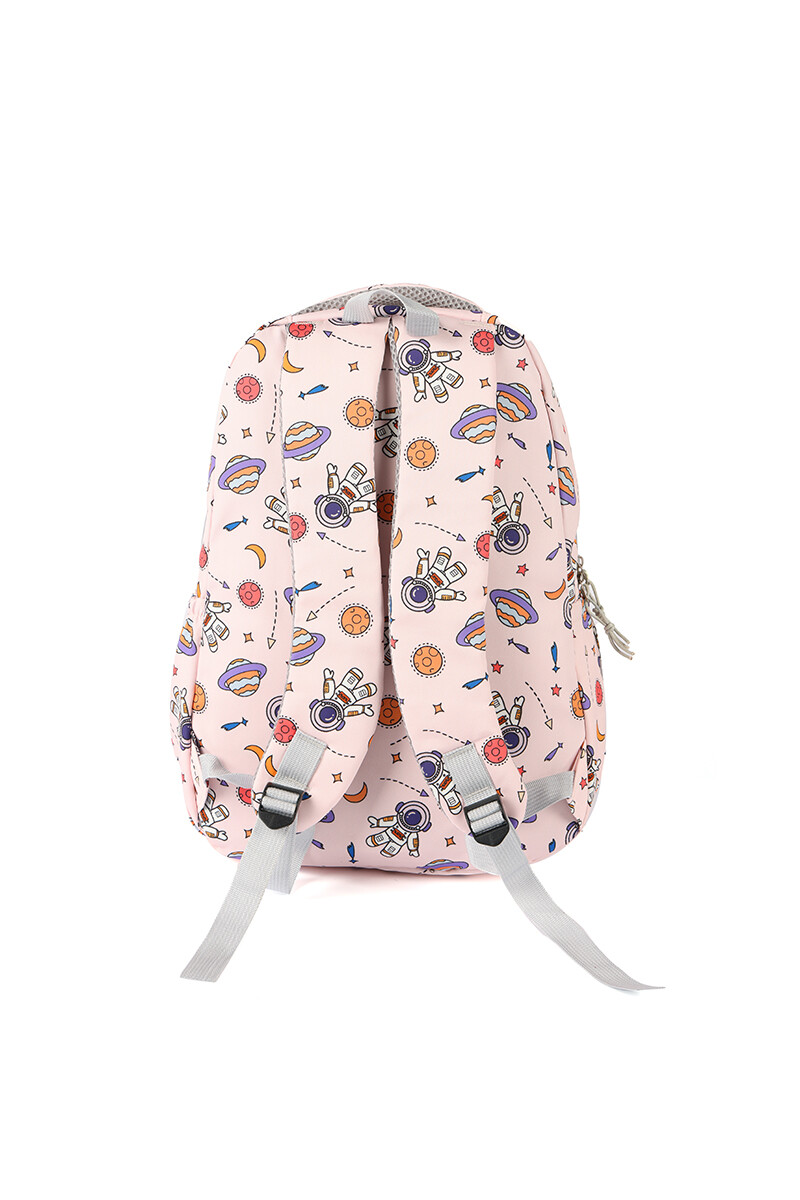 Mochila escolar estampada nylon Rosa