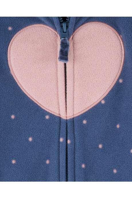 Set tres piezas, campera y pantalón de micropolar, más body de algodón, estampa corazón Sin color