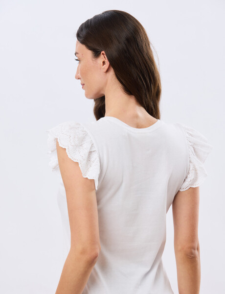 REMERA DE ALGODÓN CON BRODERIE Blanco