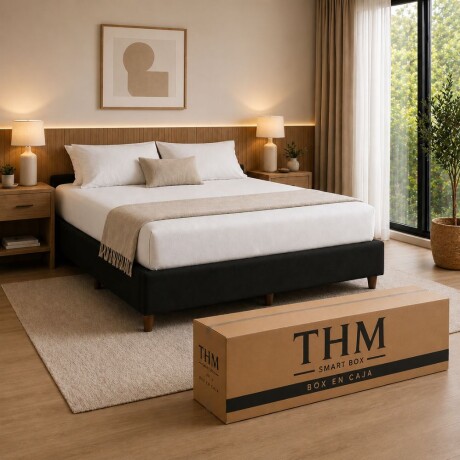 Cama SmartBox HAMPTONS 2 Plazas 140x190 cm Negro