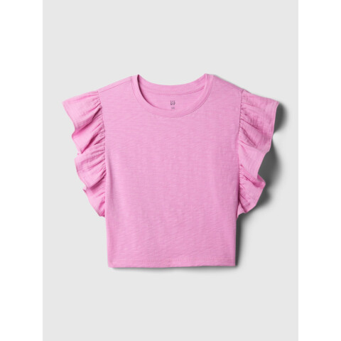 GAUZE RUFFLE TOP SUGAR PINK