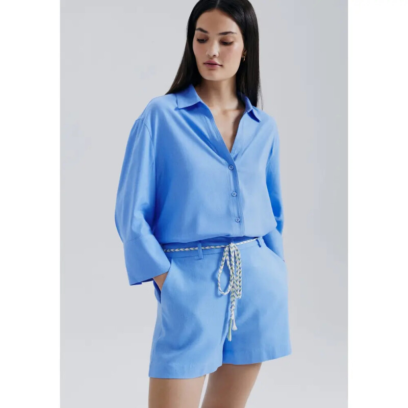 SHORTS FEM AZUL CARIBE/CHUMBO/BLANCO