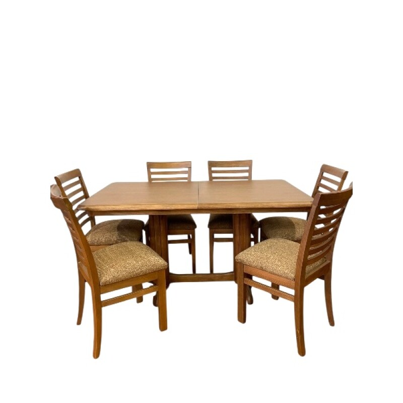 Juego de comedor extensible pata de gallo- 6 sillas curvas horizontales Juego de comedor extensible pata de gallo- 6 sillas curvas horizontales
