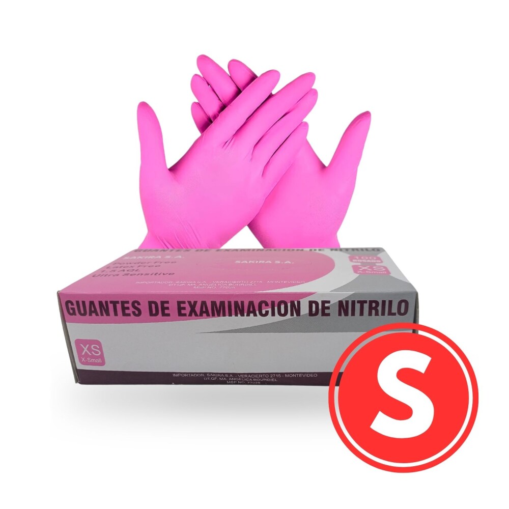 GUANTES DE NITRILO ROSA S