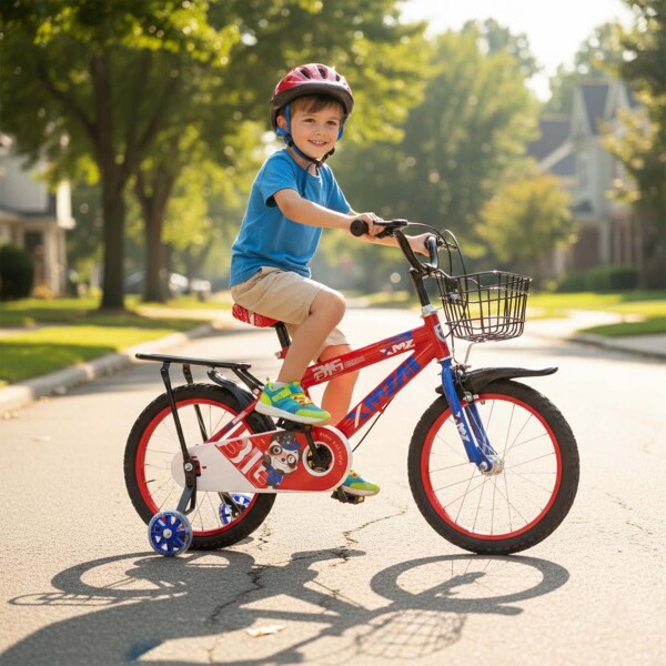 Bicicleta Infantil XMZ Rodado16 Canasto Parrilla Guardabarro Rojo 1