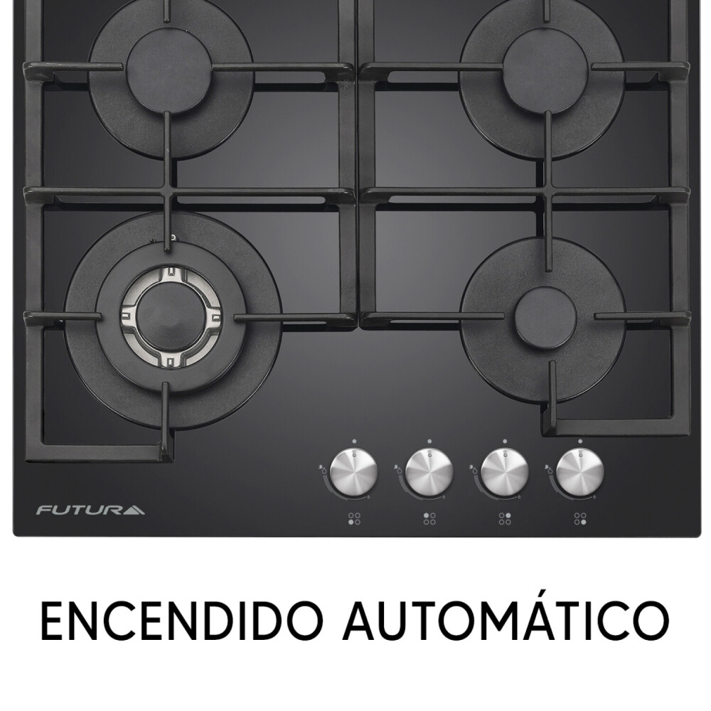 ANAFE FUTURA VITROGAS 4 QUEMADORES FUT-AG600VG-4 negro