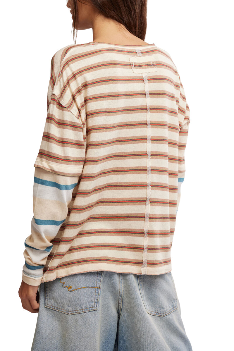 REMERA NINA STRIPE Marfil