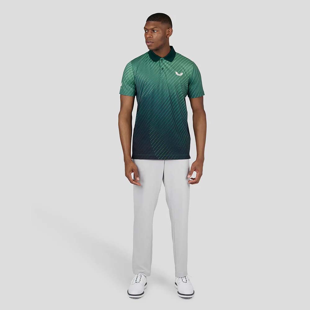 Geo Print Polo - Hombre Hunter Green