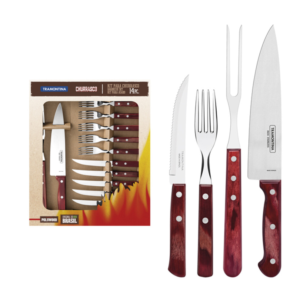 Cuchillo para asado modelo CHURRASCO, 14 piezas -TRAMONTINA FER04922