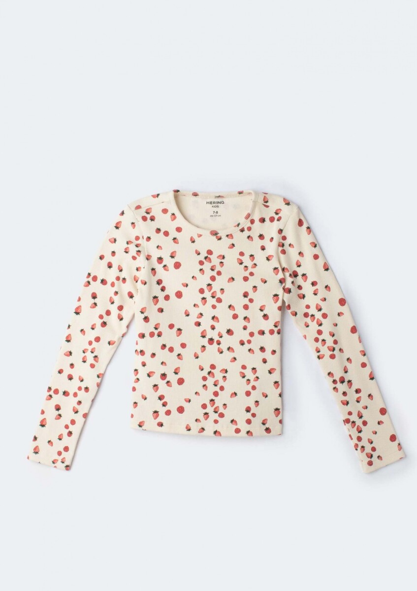 BLUSA MANGA LARGA INFANTIL CON ESTAMPADO - BEIGE 