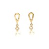 Caravanas Gotas Perlas y Solitario - Oro bajo - Perla de río- CA8220 conperla