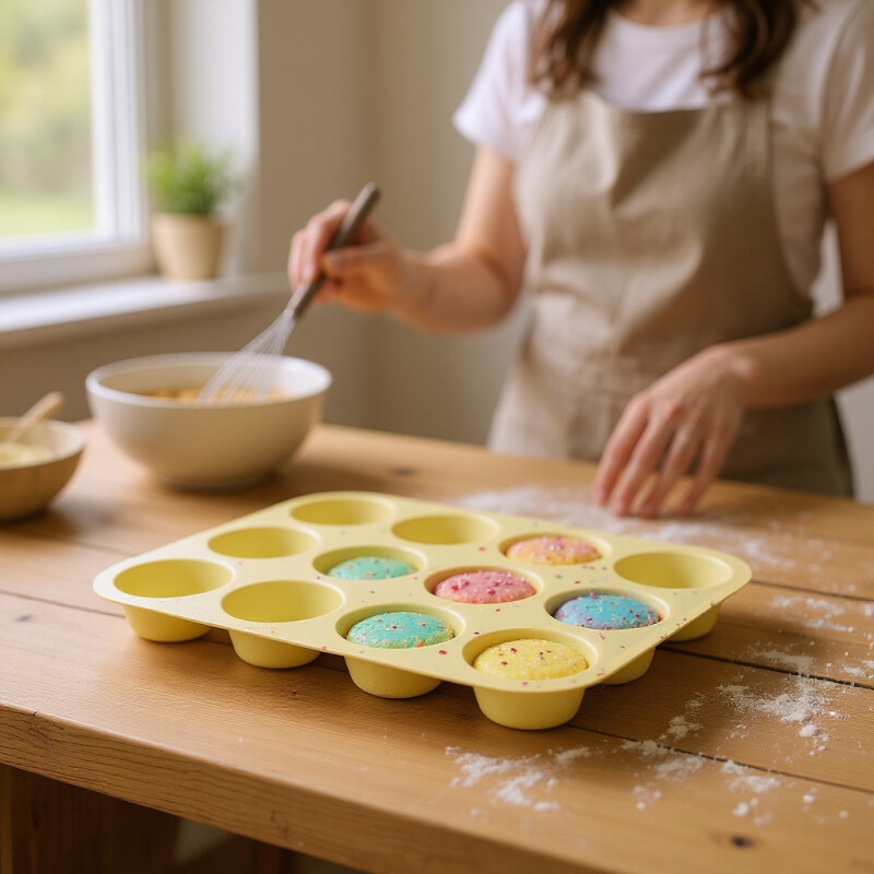 Molde Silicona 12 Muffins Cupcakes Magdalenas Repostería Sin Color