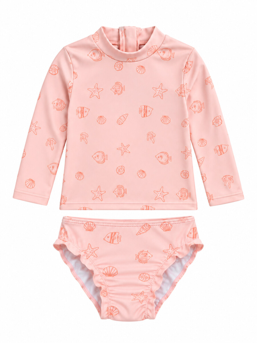 REMERA Y BIKINI CON PROTECCION UV - ROSA CLARO 