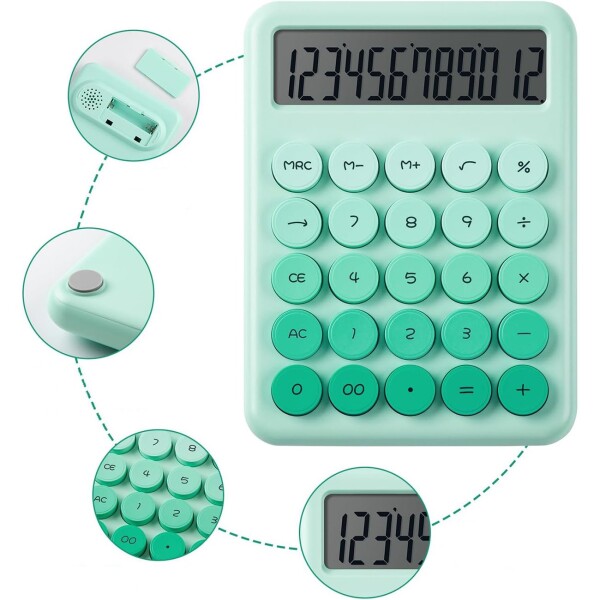 Calculadora Escritorio 12 Dígitos Funciones Números Escolar Color Variante Verde