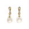 Caravanas cruz Perlas y Zirconias - Oro bajo - Perla de río- CA8219 conperla