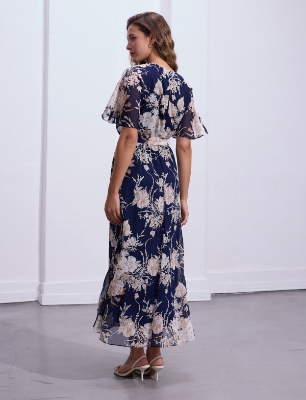 Vestido Maxi Cruzado Lazo AZUL/MULTI