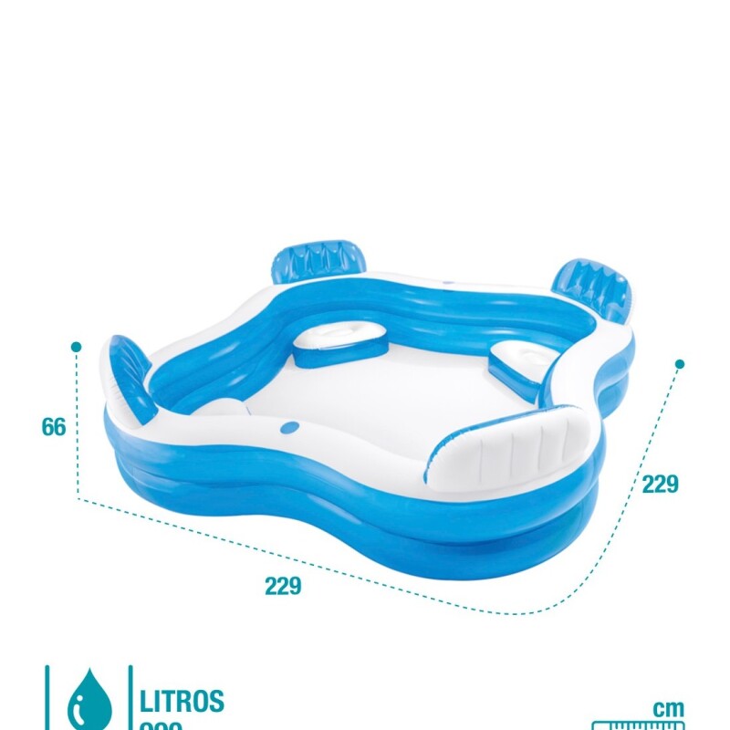 INTEX PISCINA FAMILIAR INFLABLE 4 ASIENTOS C/RESPALDO 990 LI Intex Piscina Familiar Inflable 4 Asientos C/respaldo 990 Li
