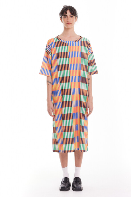 Vestido Pad Print Stripes Multi