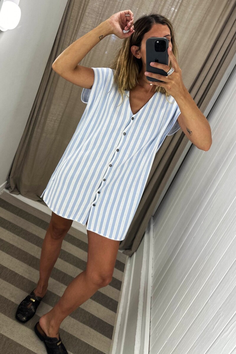 Vestido Libre Blanco/Celeste