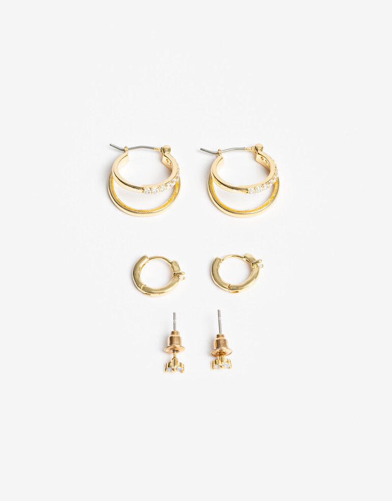 Aros Sets Cubic zirconia Set De Aros Cubic Zirconia - Dorado
