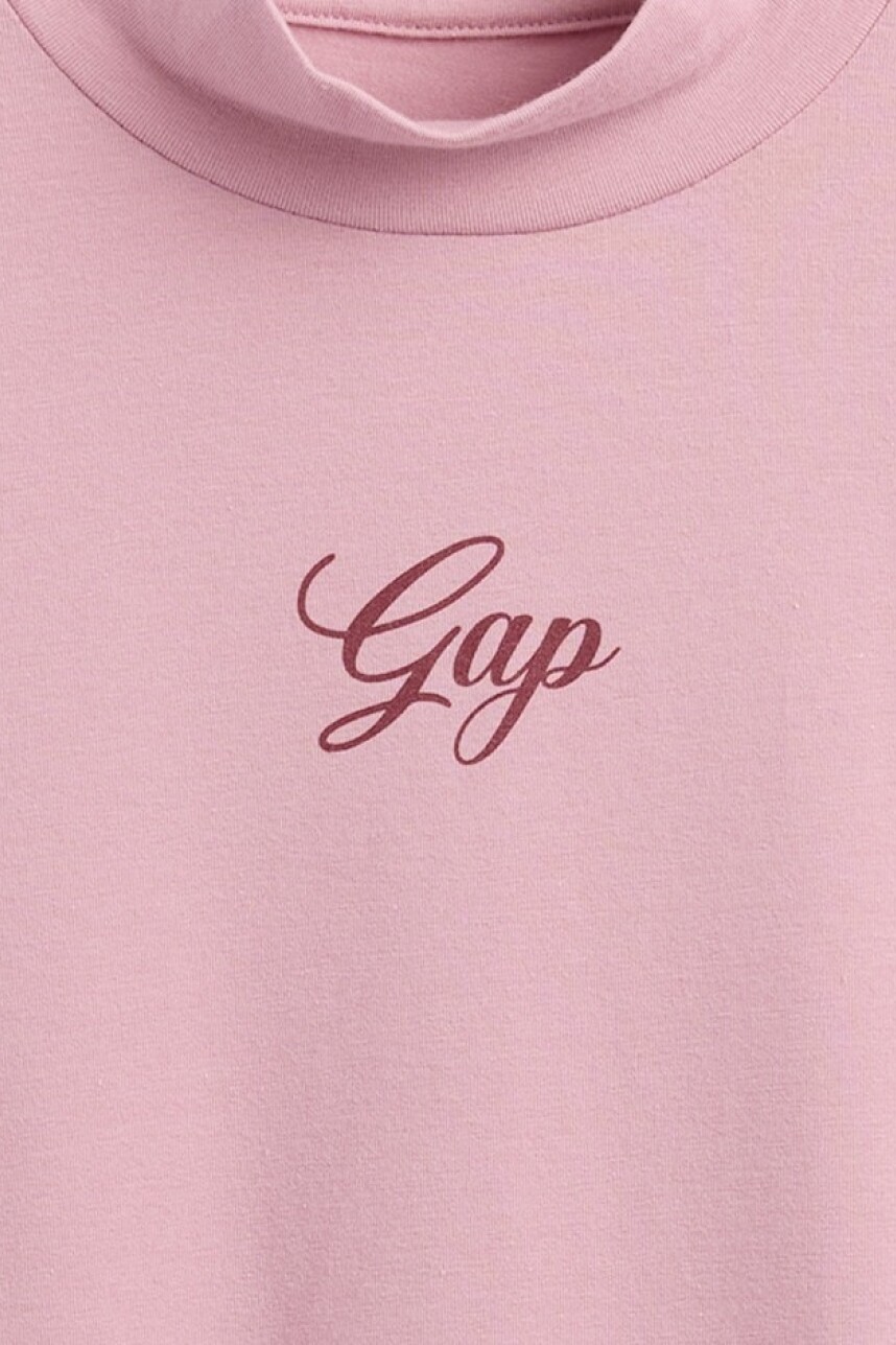 Remera Polera Logo Gap Mujer Lilas Pink 2