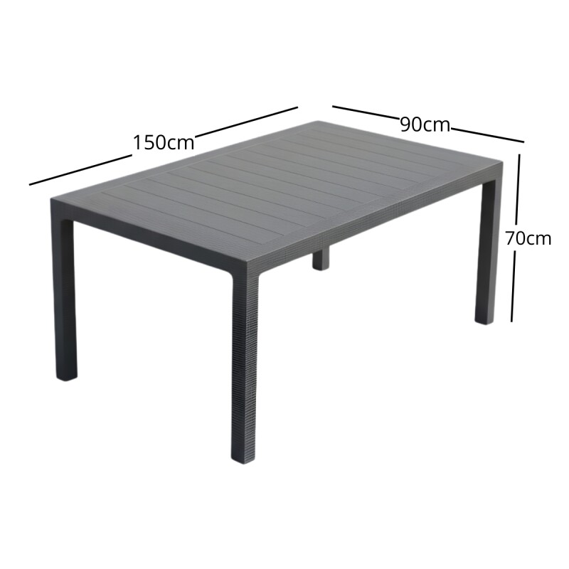 Mesa ratán 90 x 150 cm GRIS