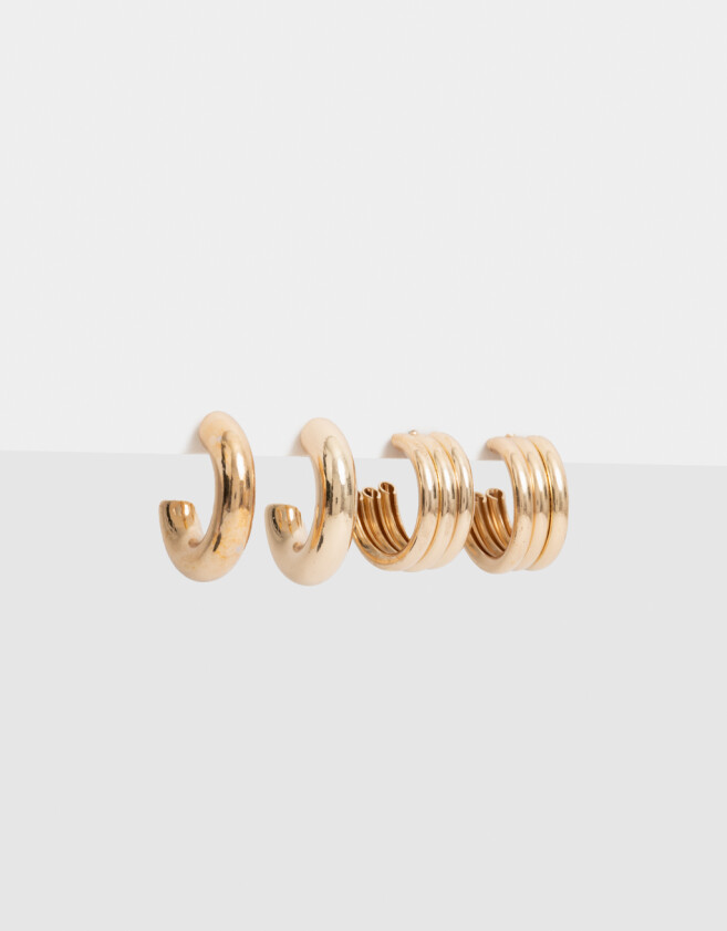 Aros Argollas Set Chunky Edition Set De Argollas Chunky - Dorado