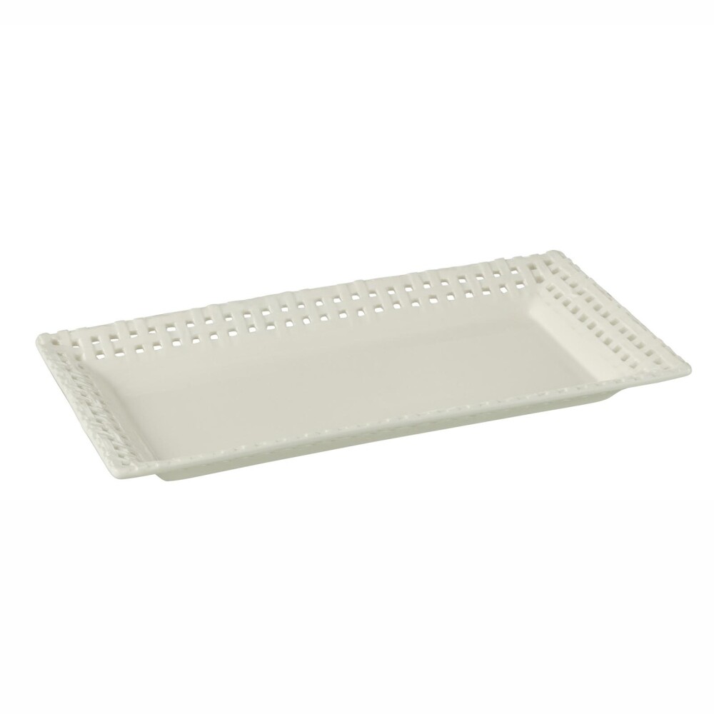 BANDEJA/PLATO RECTANGULAR CERAMICA BLANCO SUZIE