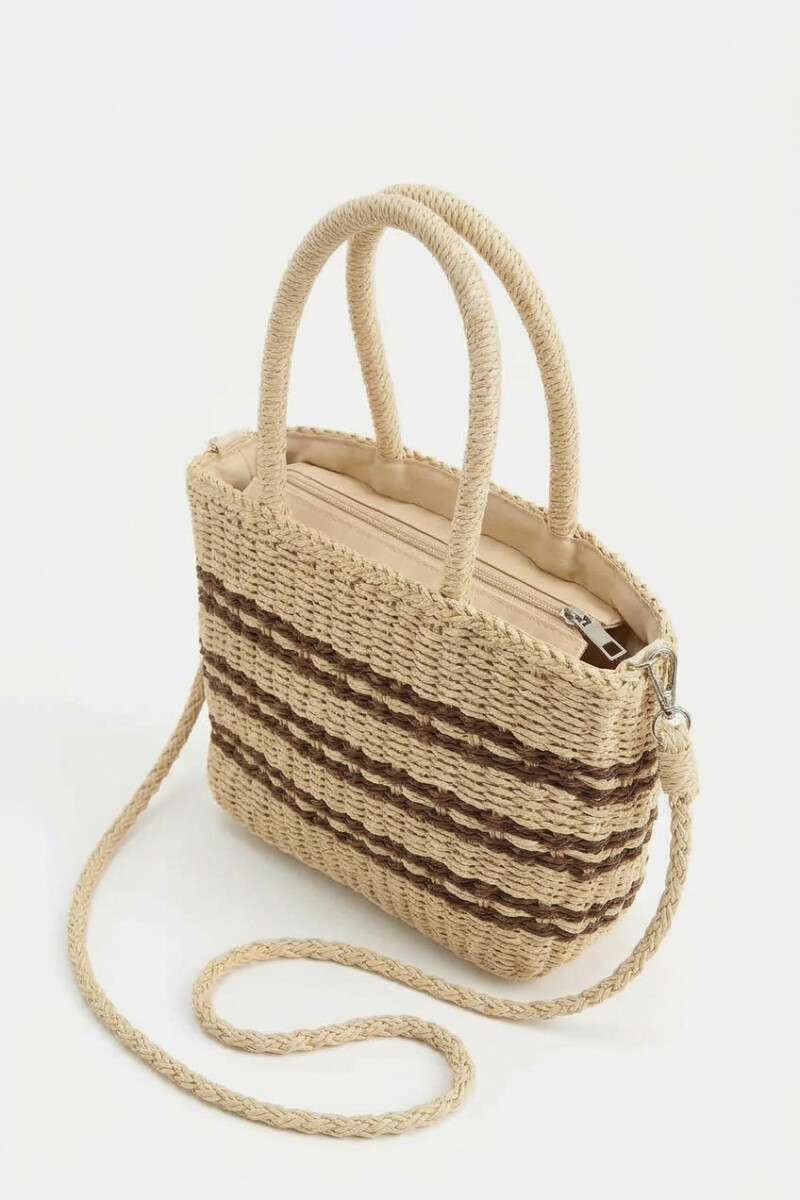 Bolso tejido rayas beige