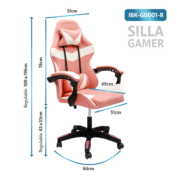 Silla Gamer De Escritorio Ergonomica Pc Gaming Tela Cuero Sintetico Imback Rosa Y Blanca Silla Gamer De Escritorio Ergonomica Pc Gaming Tela Cuero Sintetico Imback Rosa Y Blanca