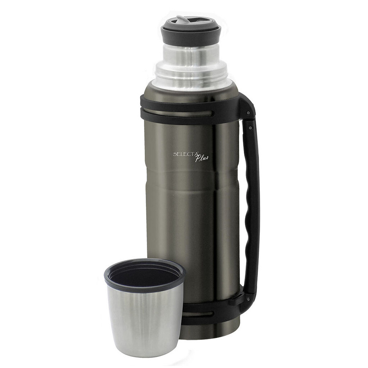 Termo Carter 1.2Lt en Acero Inoxidable Doble Pared c/ Manija - Gris Pulido 
