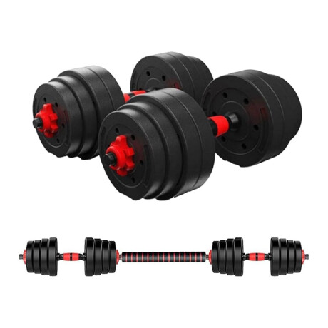 Set Barra y Mancuernas SBMD40 Con Discos Forrados 40KG Ub NEGRO