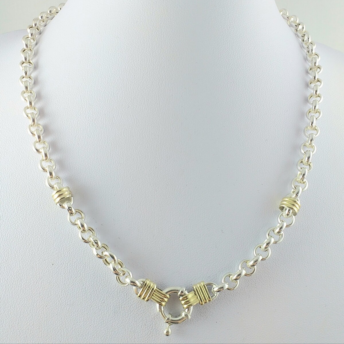 Gargantilla rolo de plata 925 con apliques en double de oro 18 ktes, ROLO. 