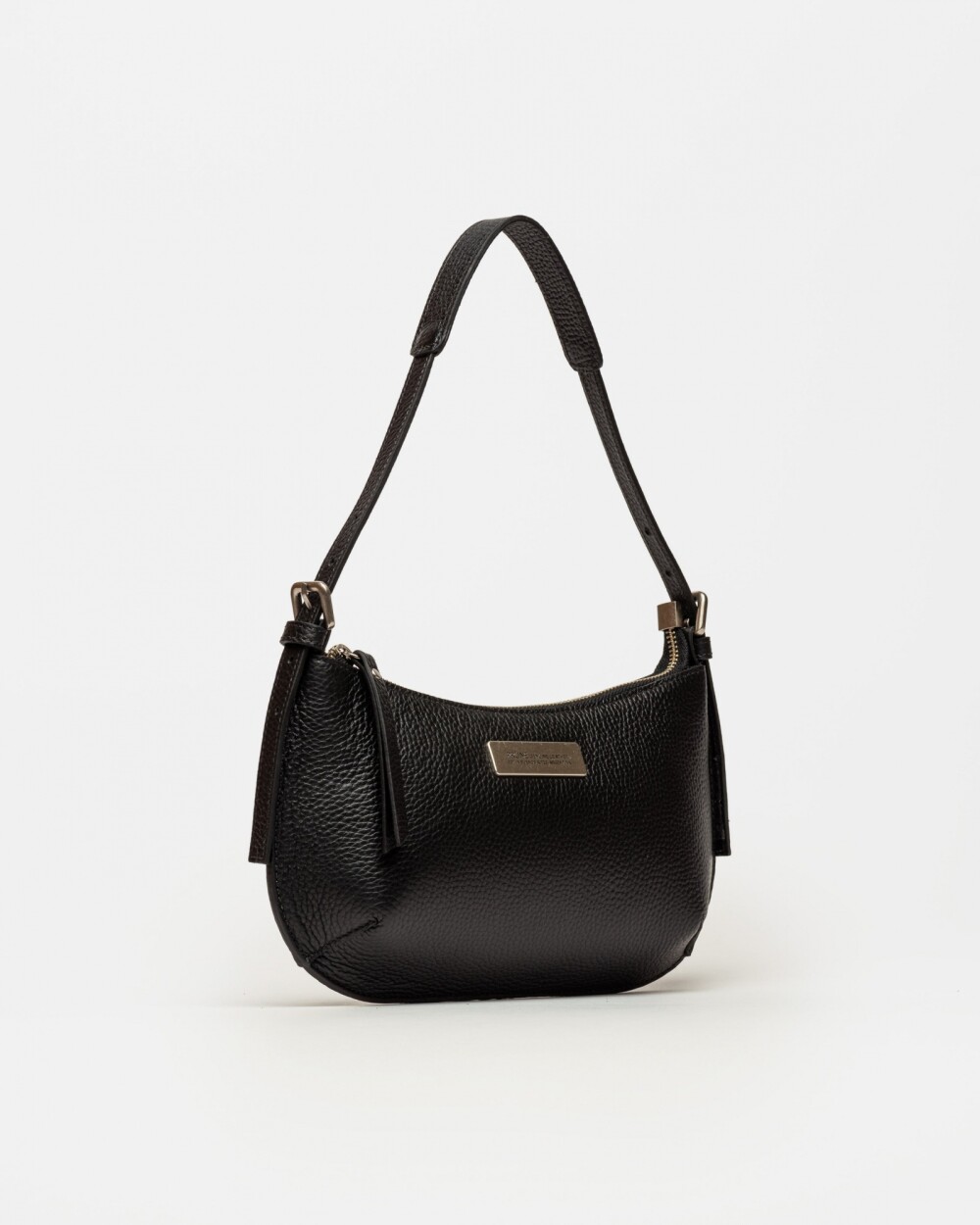 Cartera al hombro Mia en cuero graneado Negro
