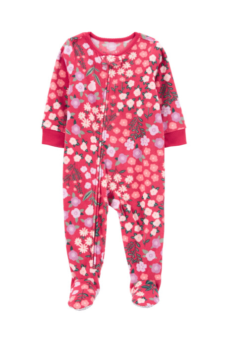 Pijama una pieza de micropolar con pie, diseño floral Sin color