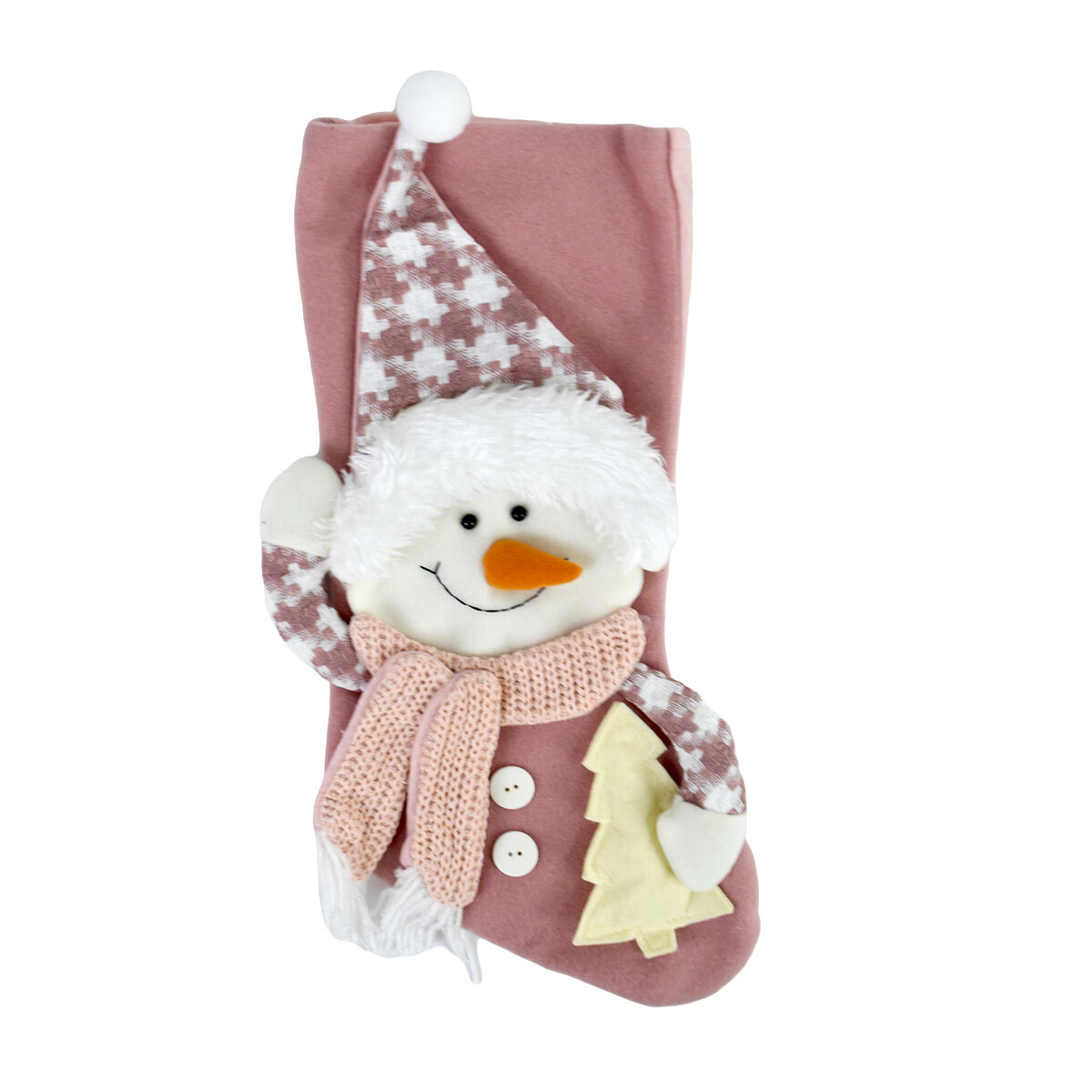 Bota navideña con caplique diseño muñeco de nieve 