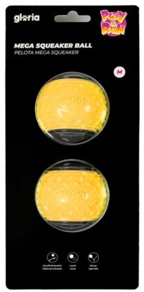 PELOTA MEGA SQUEAKER PLAY AND RUN AMARILLO/GRIS M X2 