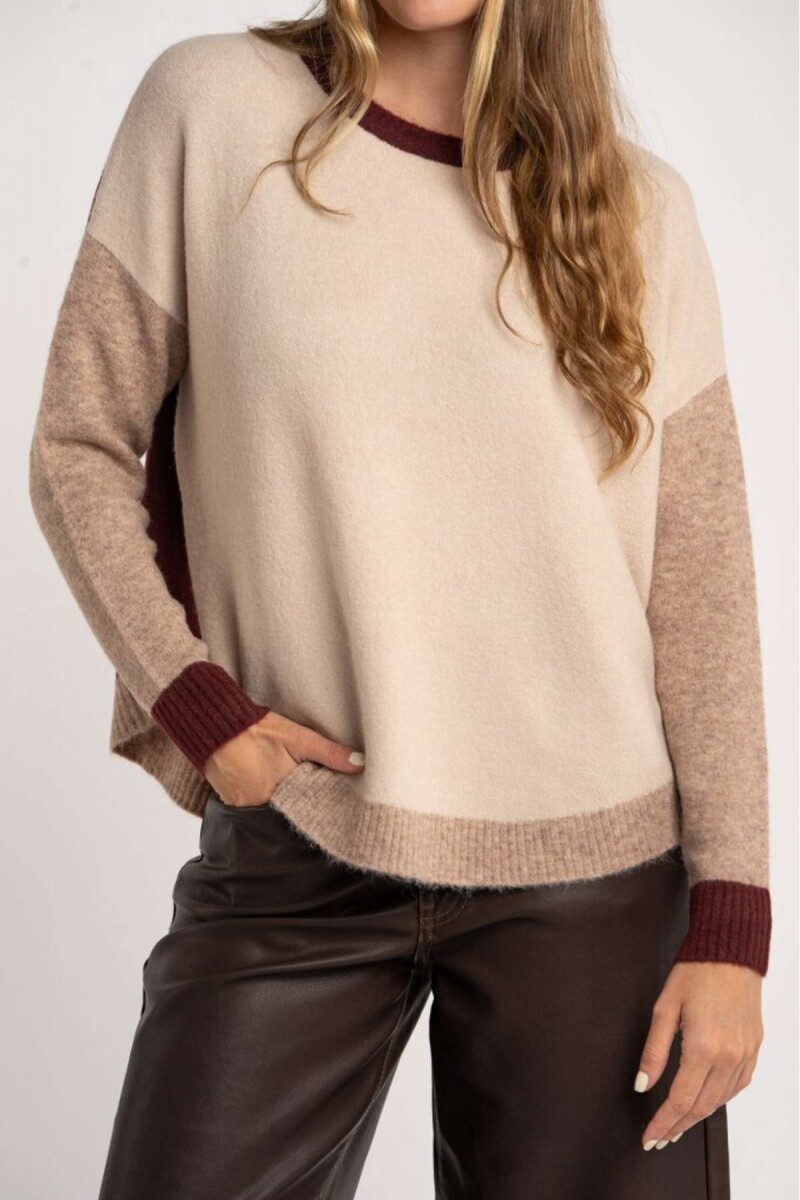 Sweater Color Block - Bordeaux 