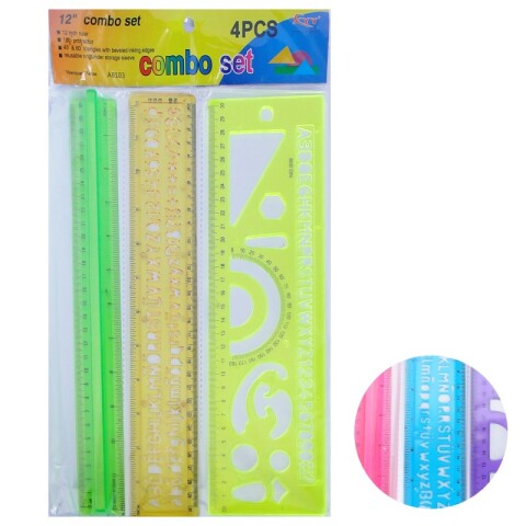 Outlet Juego de reglas x3 diferentes diseños y colores 30cm Outlet Juego De Reglas X3 Diferentes Diseños Y Colores 30cm