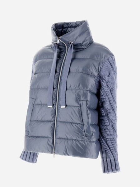 Herno - Chaqueta de nylon ultraligth con mangas tejidas Celeste