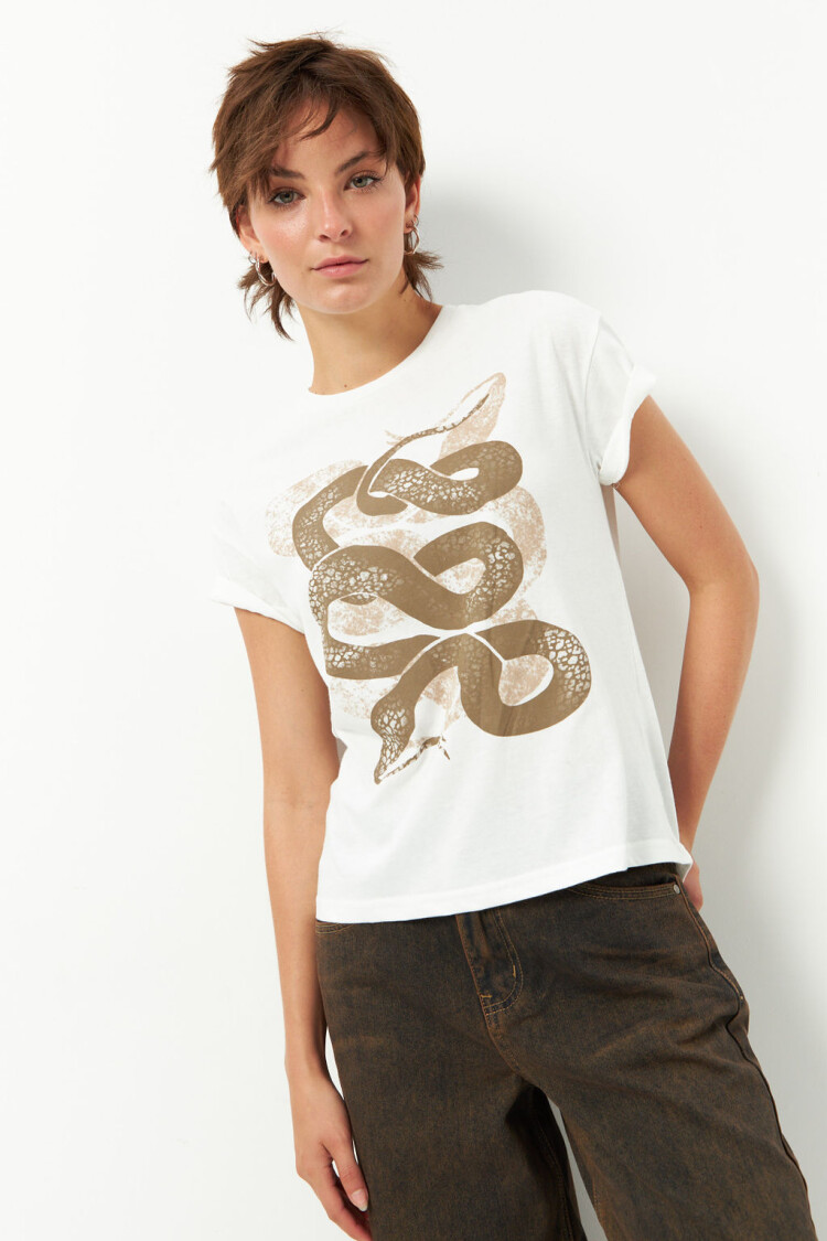 REMERA REPTILE Blanco