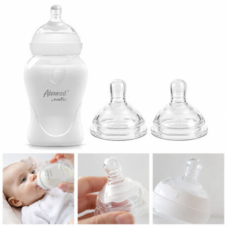 Set Evenflo Mamadera Anticólicos 270Ml+2 Tetinas Flujo Medio Blanco