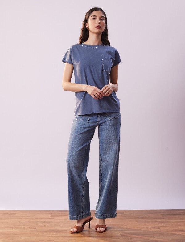 Remera Algodon Tachas AZUL