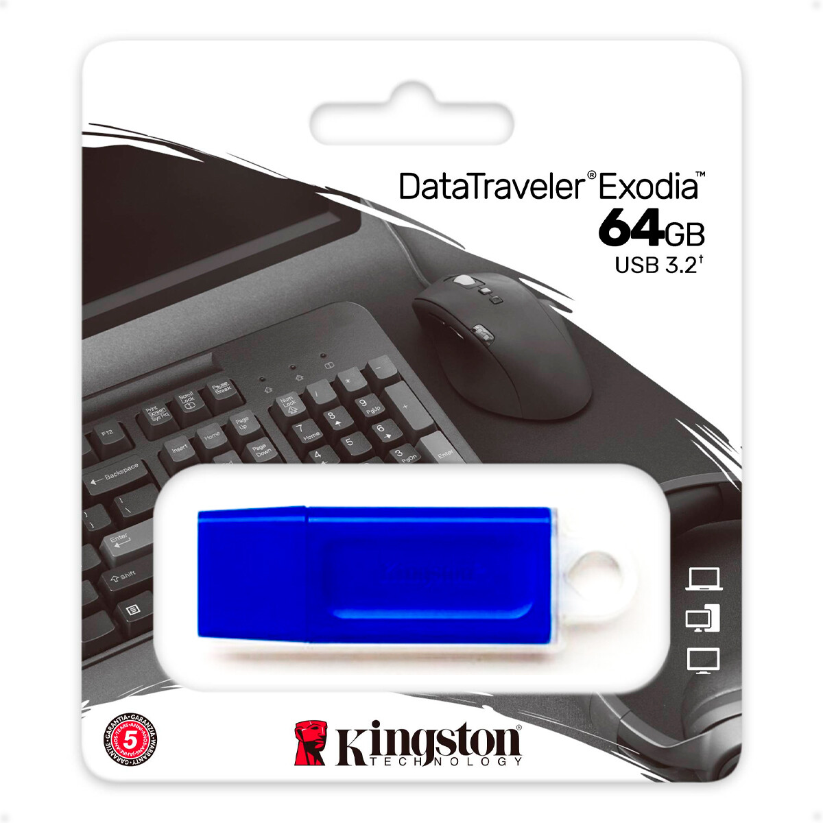 Pendrive USB 3.2 Gen 1 DataTraveler Exodia KC-U2G64-7GB de 64GB Kingston 