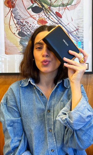 BILLETERA MALU NEGRO SUELA Y BEIGE