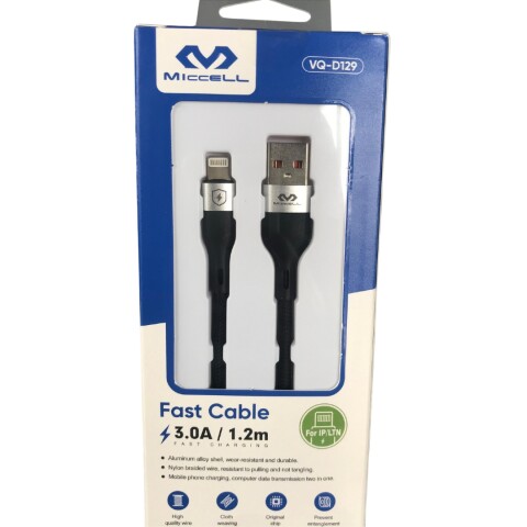 Cable USB a Lightning 1.2m Miccell reforzado carga ràpida Cable USB a Lightning 1.2m Miccell reforzado carga ràpida