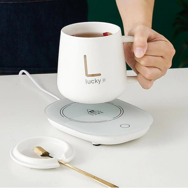 Taza De Café Té Eléctrica Usb 55 Grados Caja Obsequio Variante Color Blanco